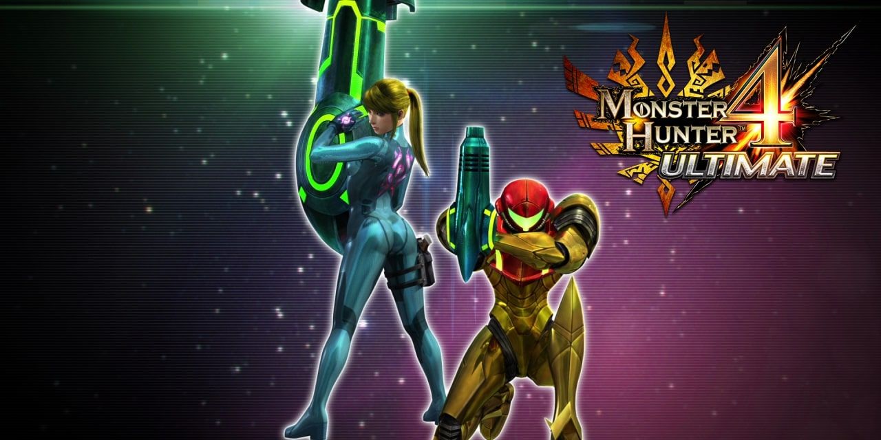 Samus in her classic and Zero Suits, kneeling and standing respectively