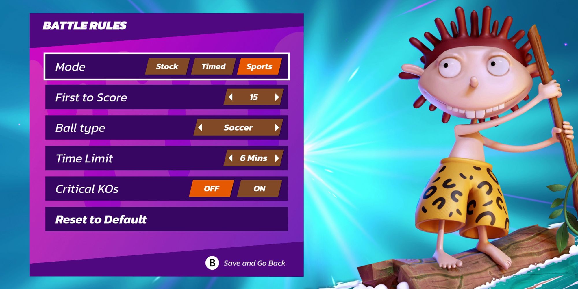 Nickelodeon All Star Brawl - Battle Rules Selection
