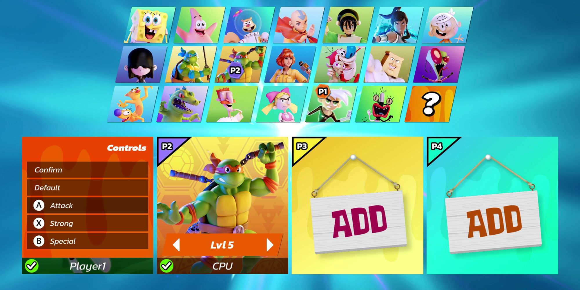 Nickelodeon All Star Brawl - Changing Controls On The Character Select Screen