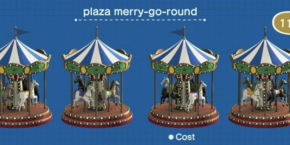 A Screenshot From Animal Crossing Game Play Showing The Plaza Merry-Go-Round In The Cyrus Customisation Screen.d 