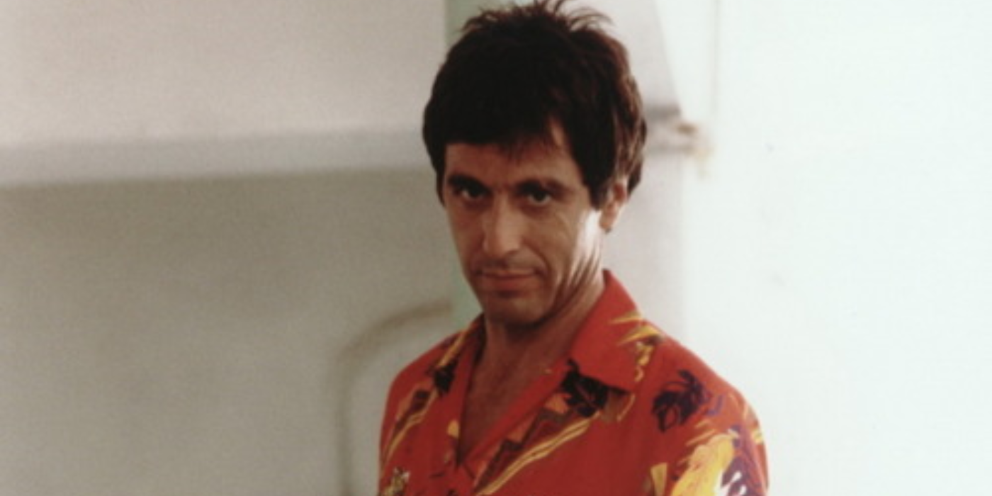 Scarface's Tony Montana in his Hawaiian shirt, which a resemblance to GTA's Tommy Vercetti's shirt