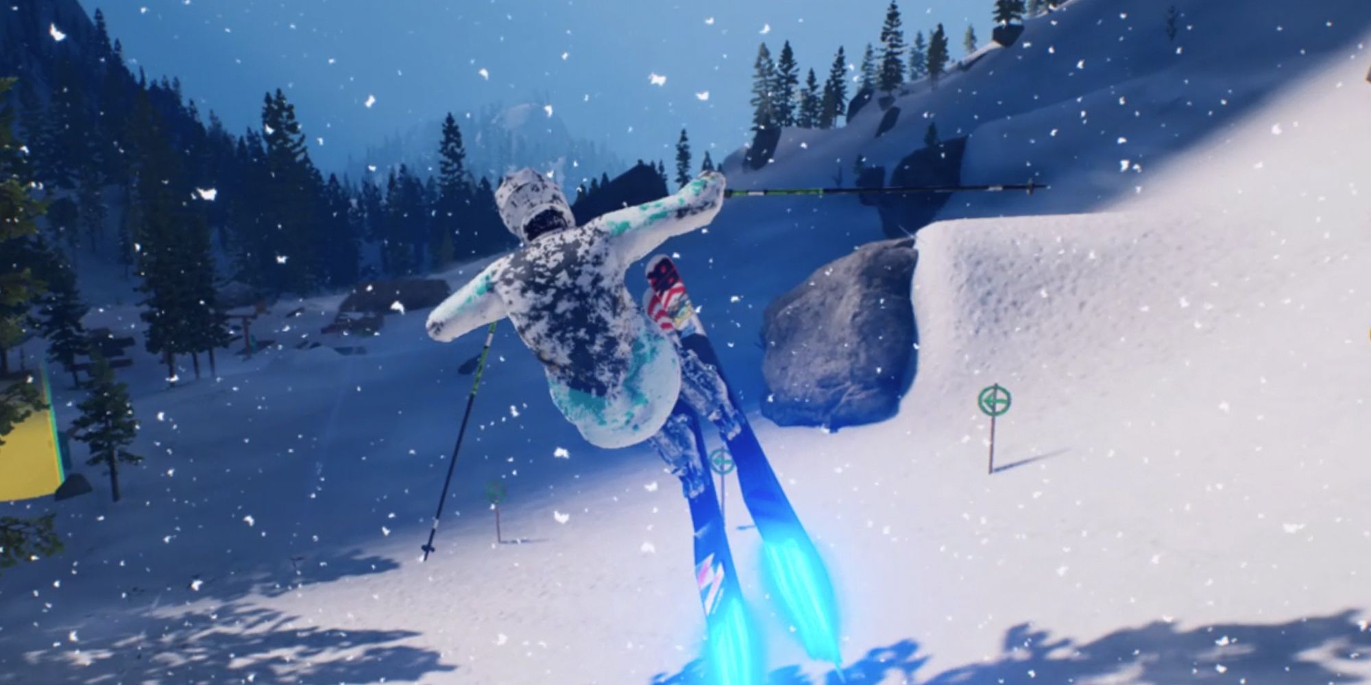Riders Republic. Riding in the snow with rocket skis.