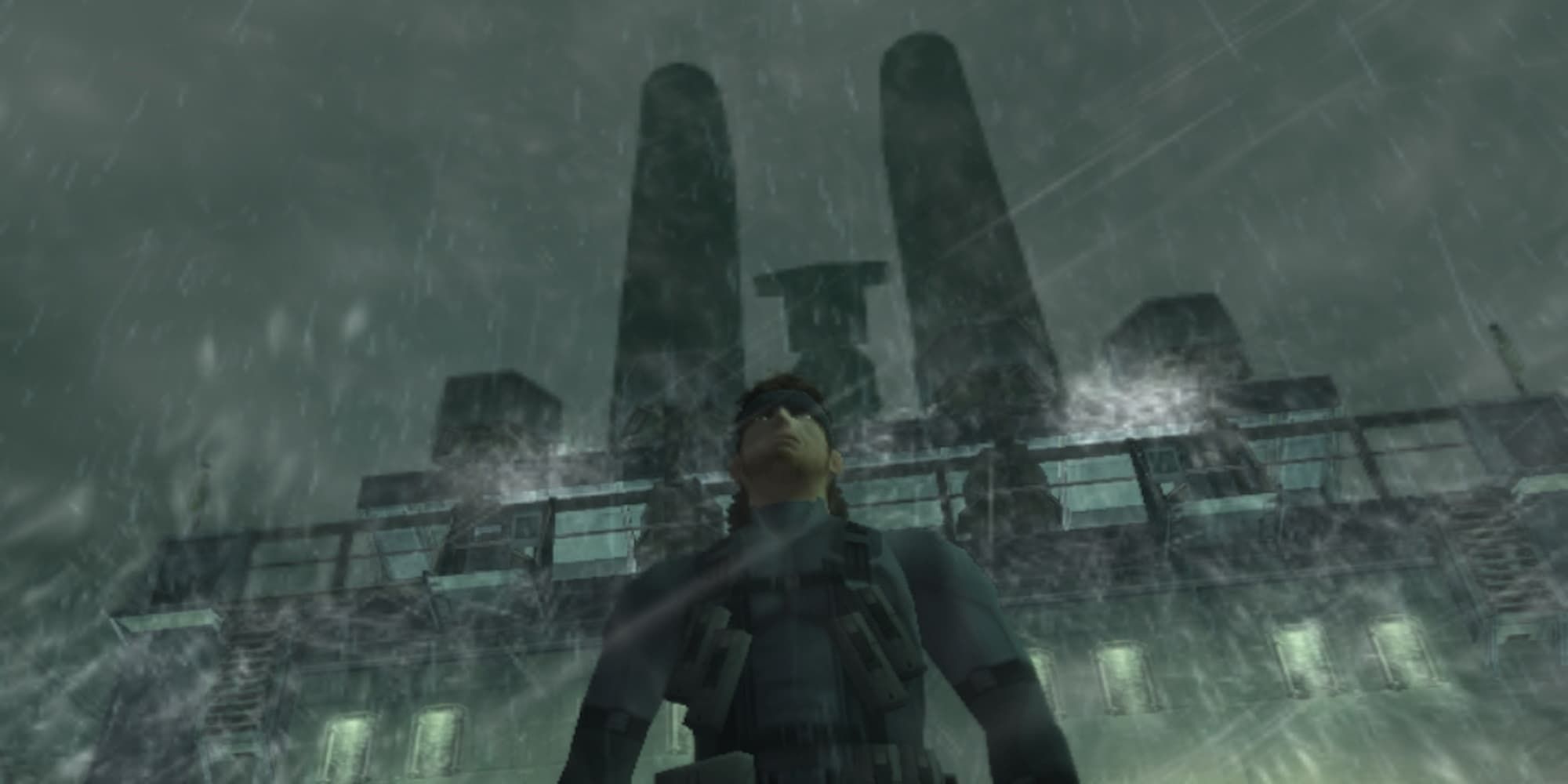 Snake in the rain at the beginning of MGS 2