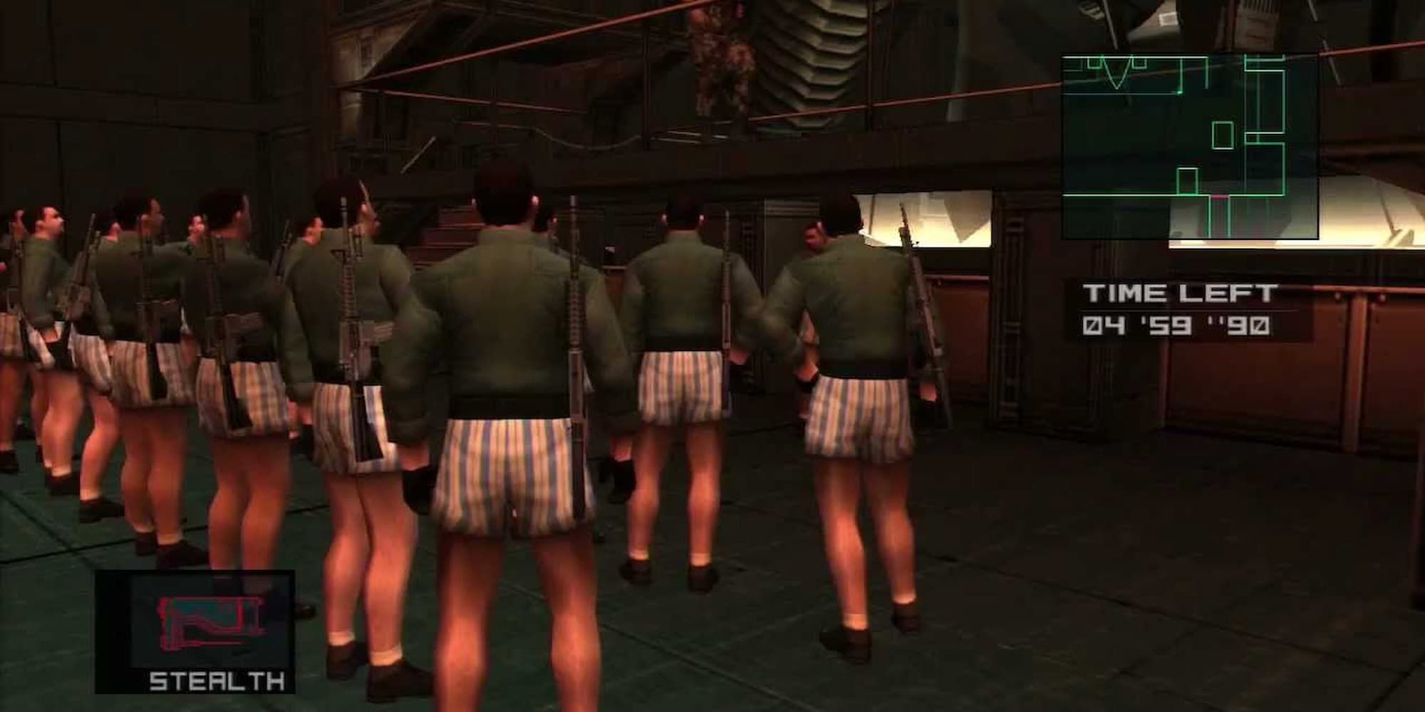 Soldiers standing in their boxers during Metal Gear RAY speech in MGS 2