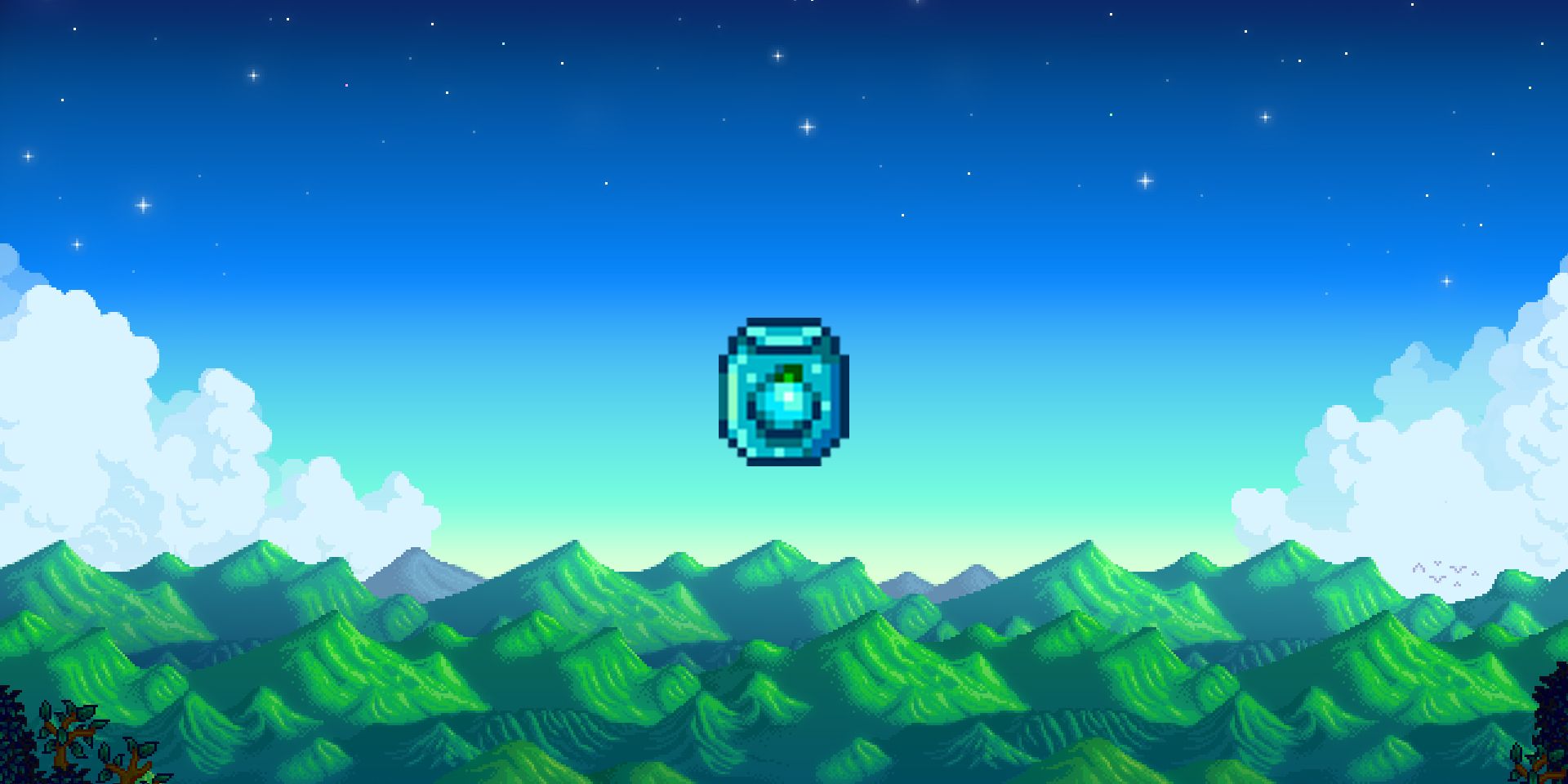 Stardew Valley Ancient Seeds on pixel mountain background