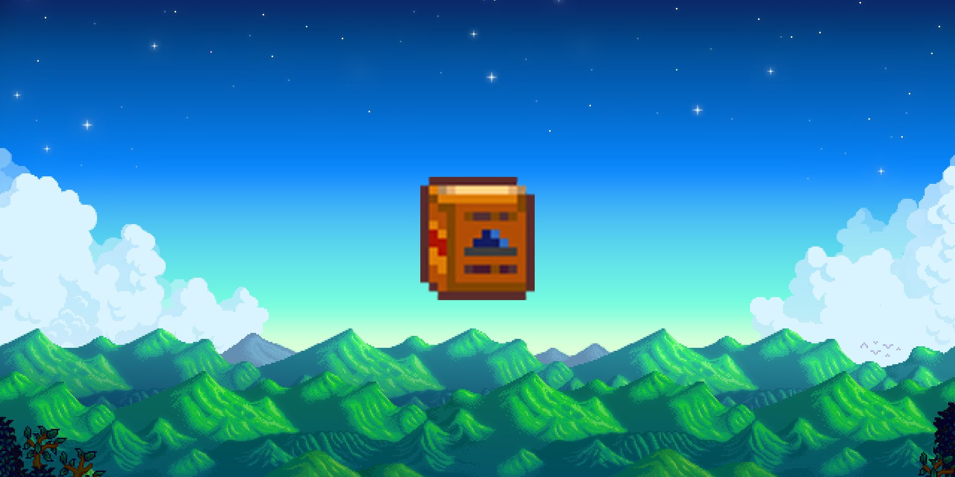 Stardew Valley Dwarvish Translation on pixel mountain background