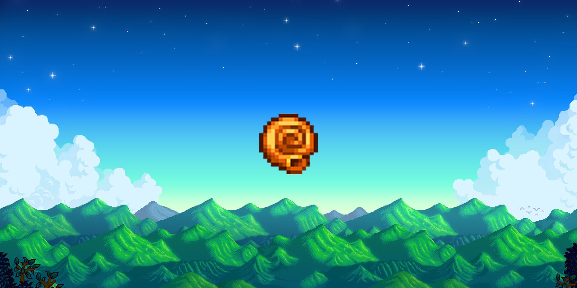 Stardew Valley Nautilus Shell on pixel mountain background