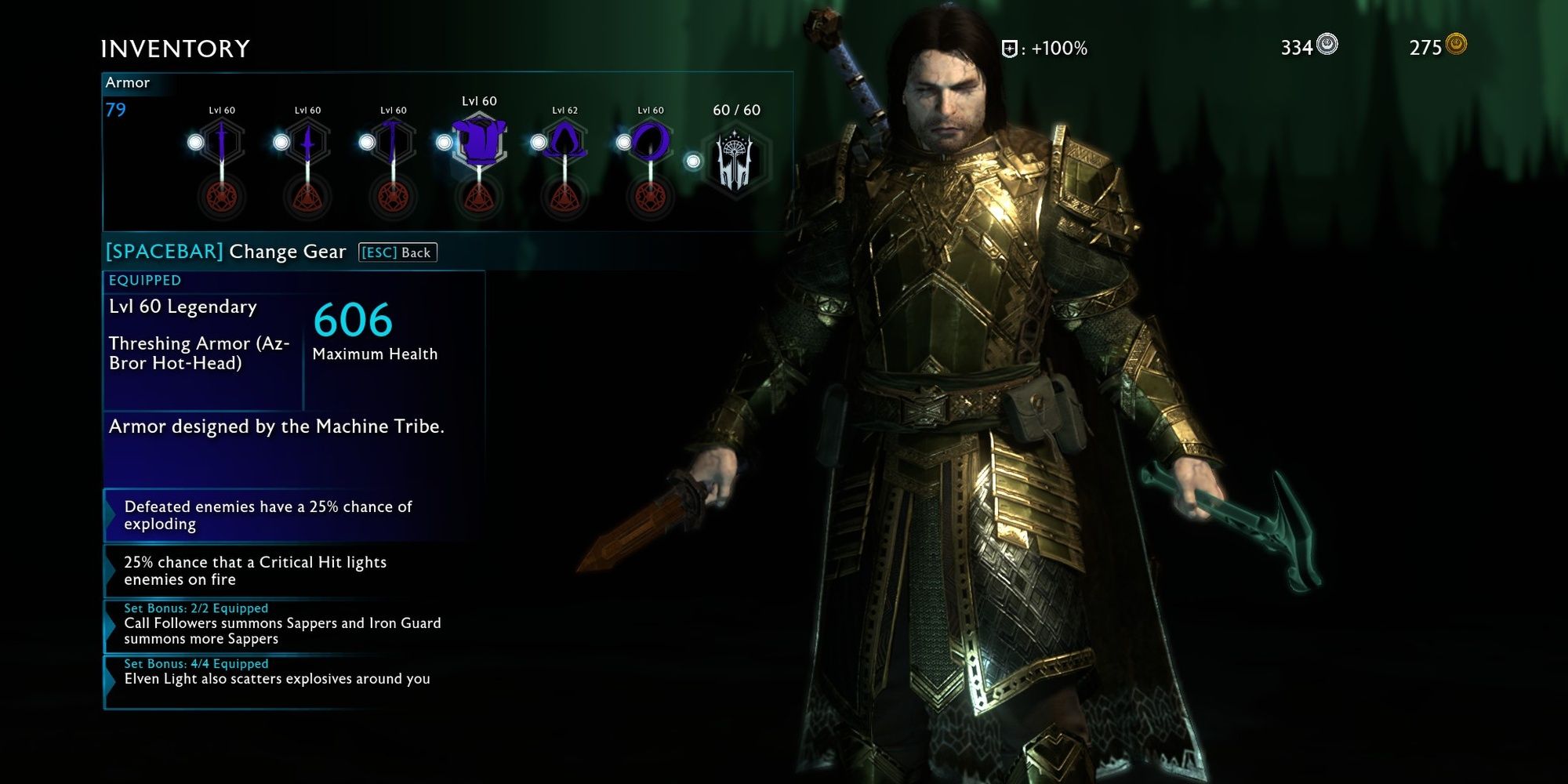 Talion sporting the Thresing Gear in Shadow of War