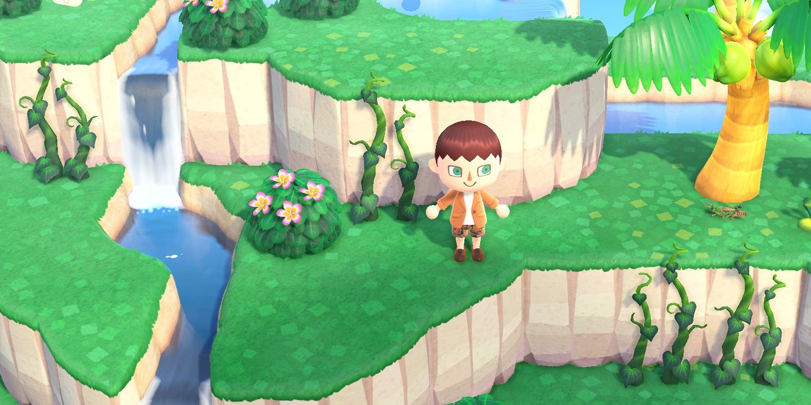 animal crossing new horizons villager on kapp'n island tour with vines