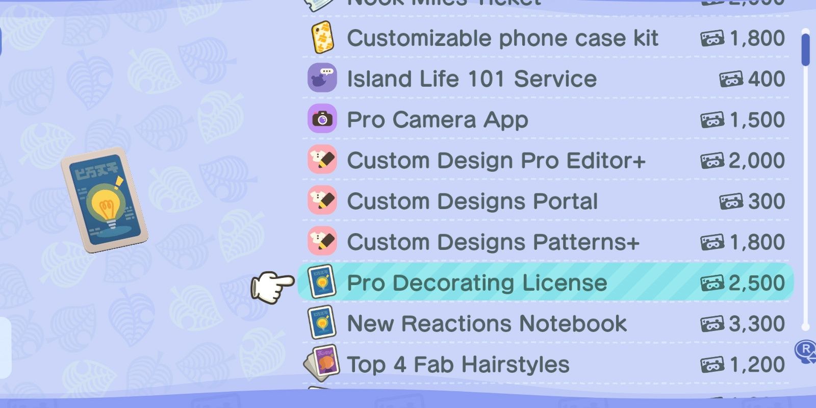 Animal Crossing New Horizons Nook Machine Pro Decorating License