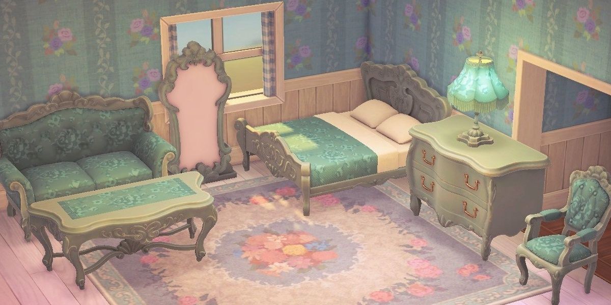Animal Crossing New Horizons Rococo Furniture Set In Green 