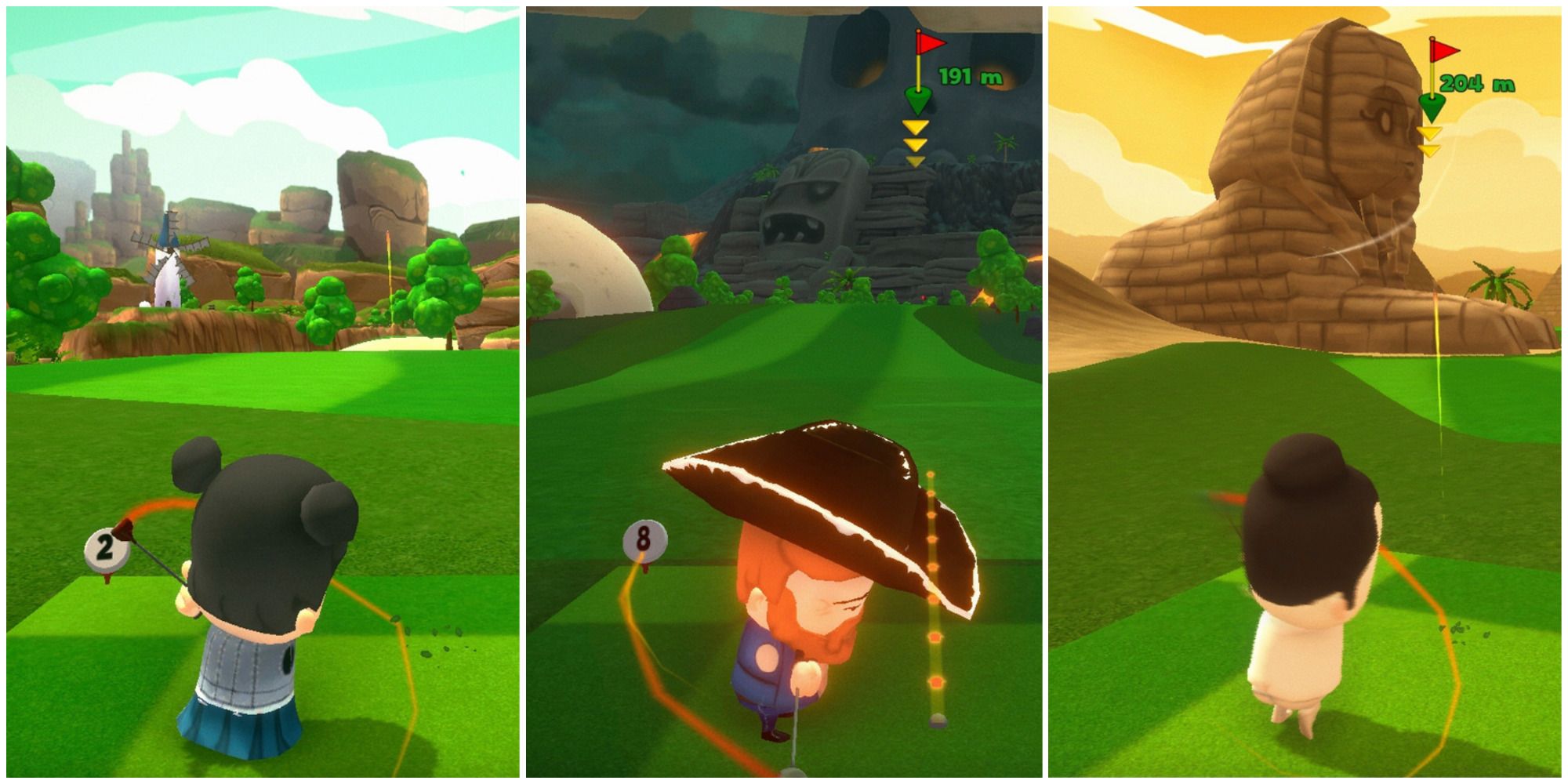 character teeing off, character in hat hitting ball, character in desert area smoots golf featured