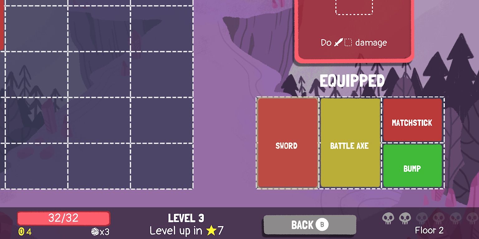 equipment screen in dicey dungeons
