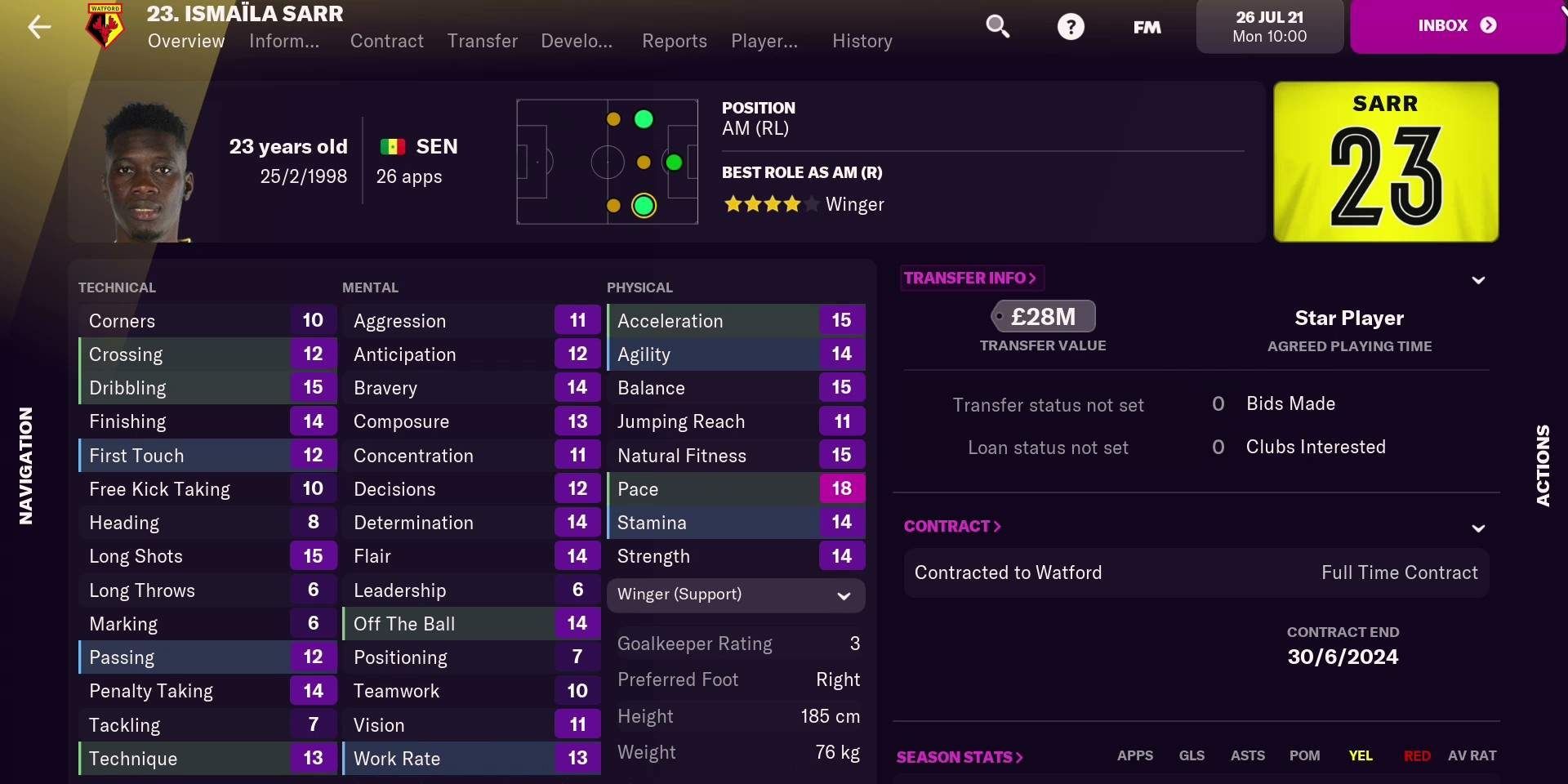 football manager scout player