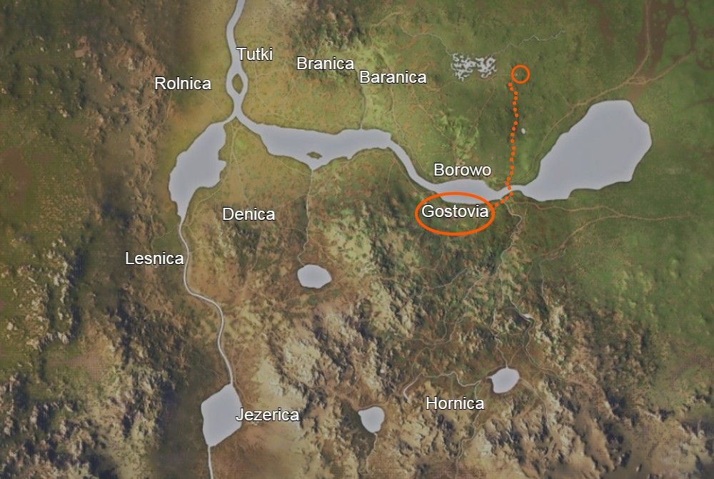 map between gostovia and sambors cabin
