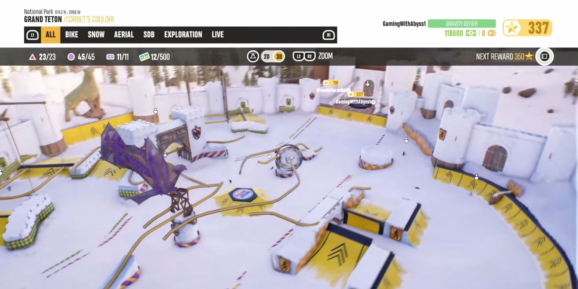 A screenshot showing one of the practice arenas in Riders Republic