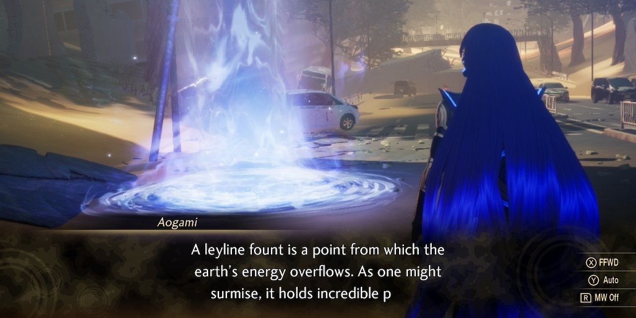 A screenshot showing a Leyline Fount in Shin Megami Tensei 5