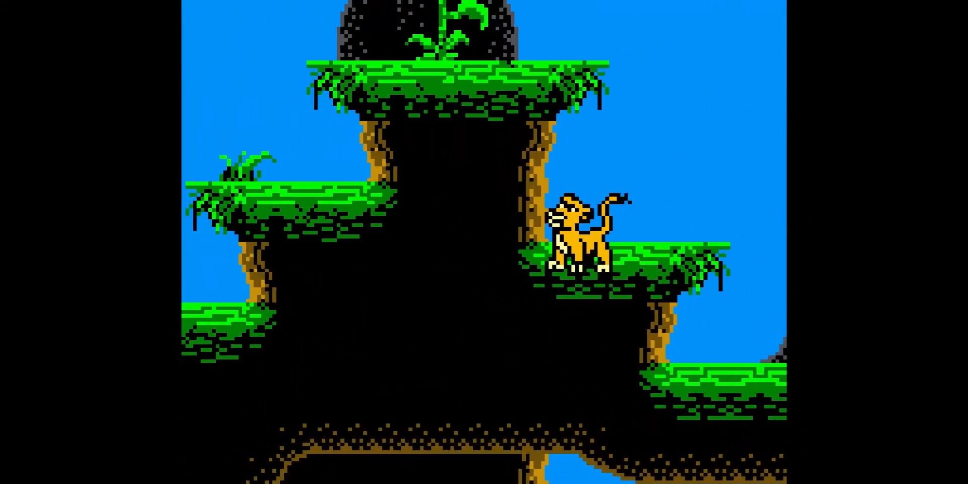 A screenshot showing gameplay from the Game Boy Color version of The Lion King in the Disney Classic Games Collection