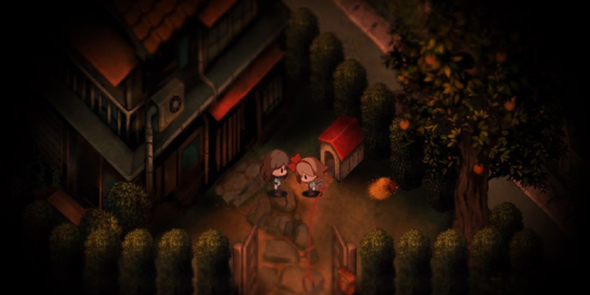 the main character and her sister talking in yomawari night alone
