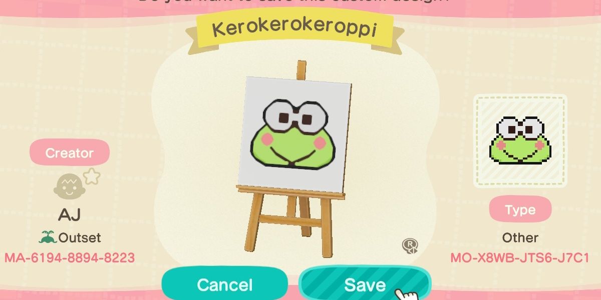 Animal Crossing New Horizons Kerokerokeroppi Custom Design Firework
