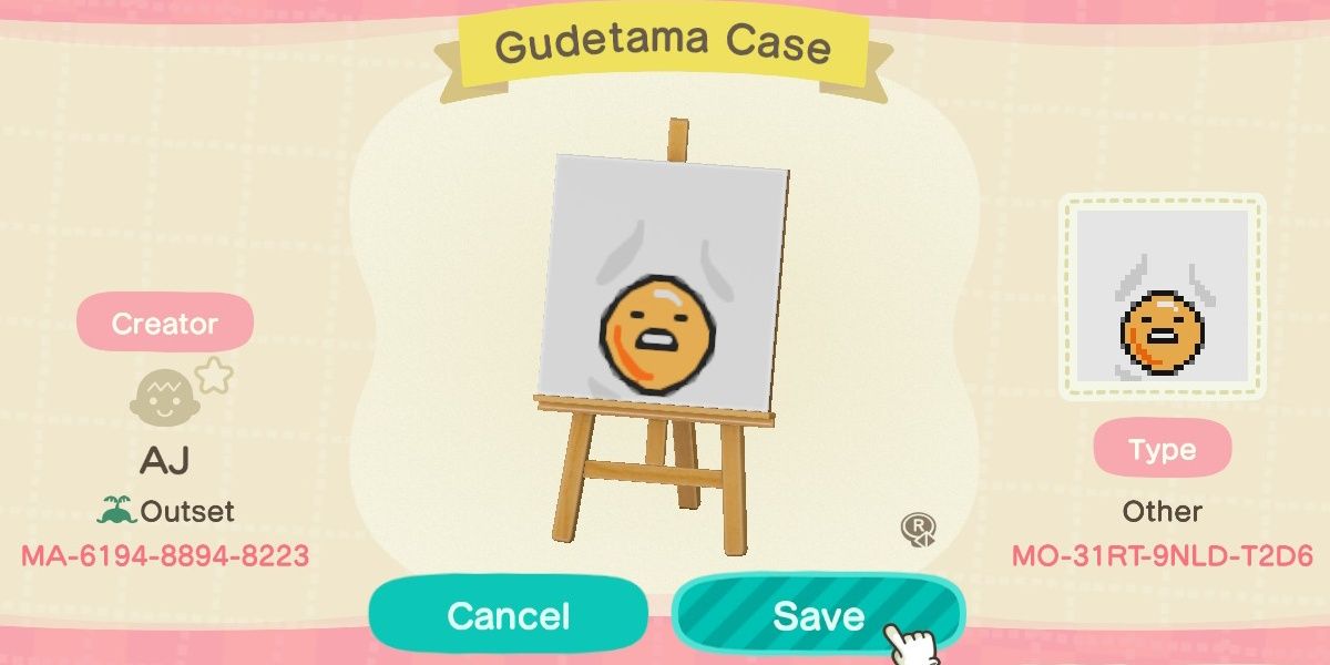 Animal Crossing New Horizons Custom Design Gudetama Face