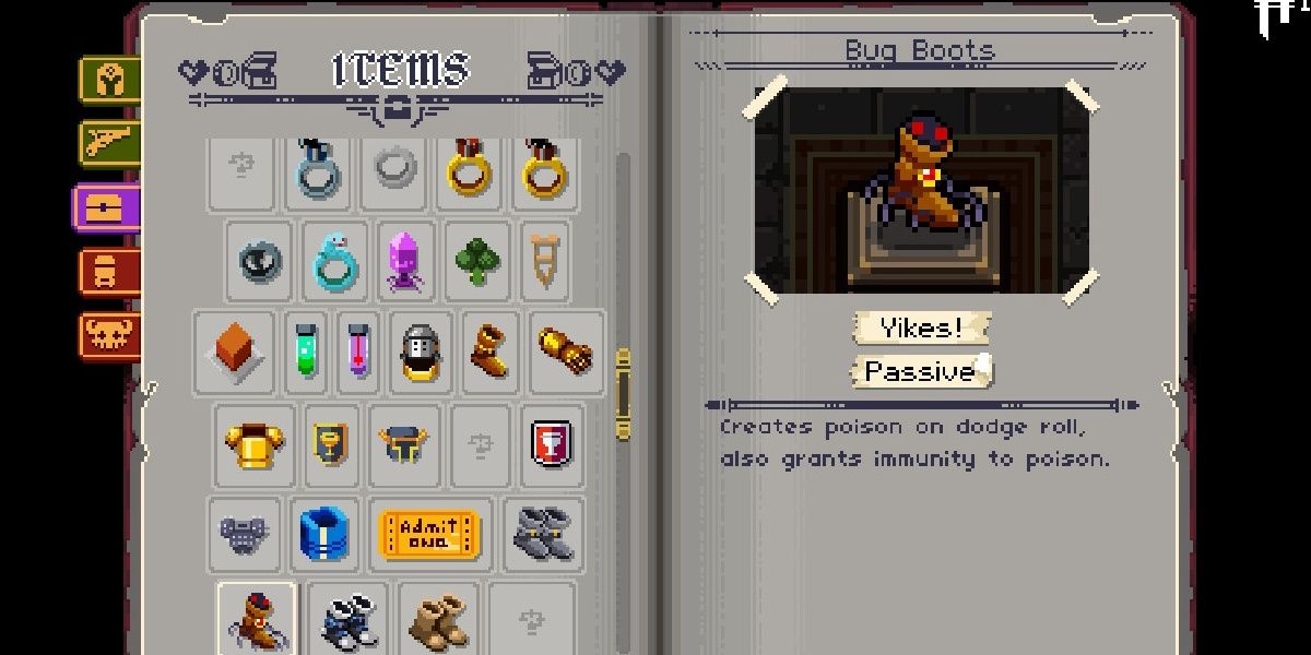 Enter The Gungeon Ammonomicon Entry Item Bug Boots