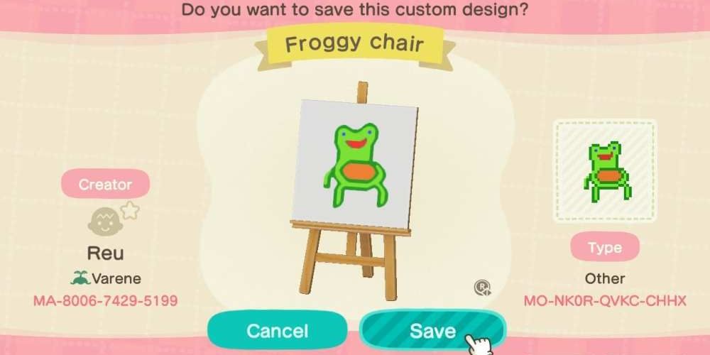 Animal Crossing New Horizons Froggy Chair Custom Design  Firework