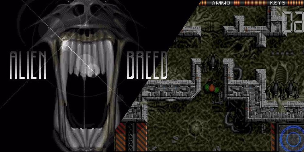 Alien Breed cover and image of the alien hive stage