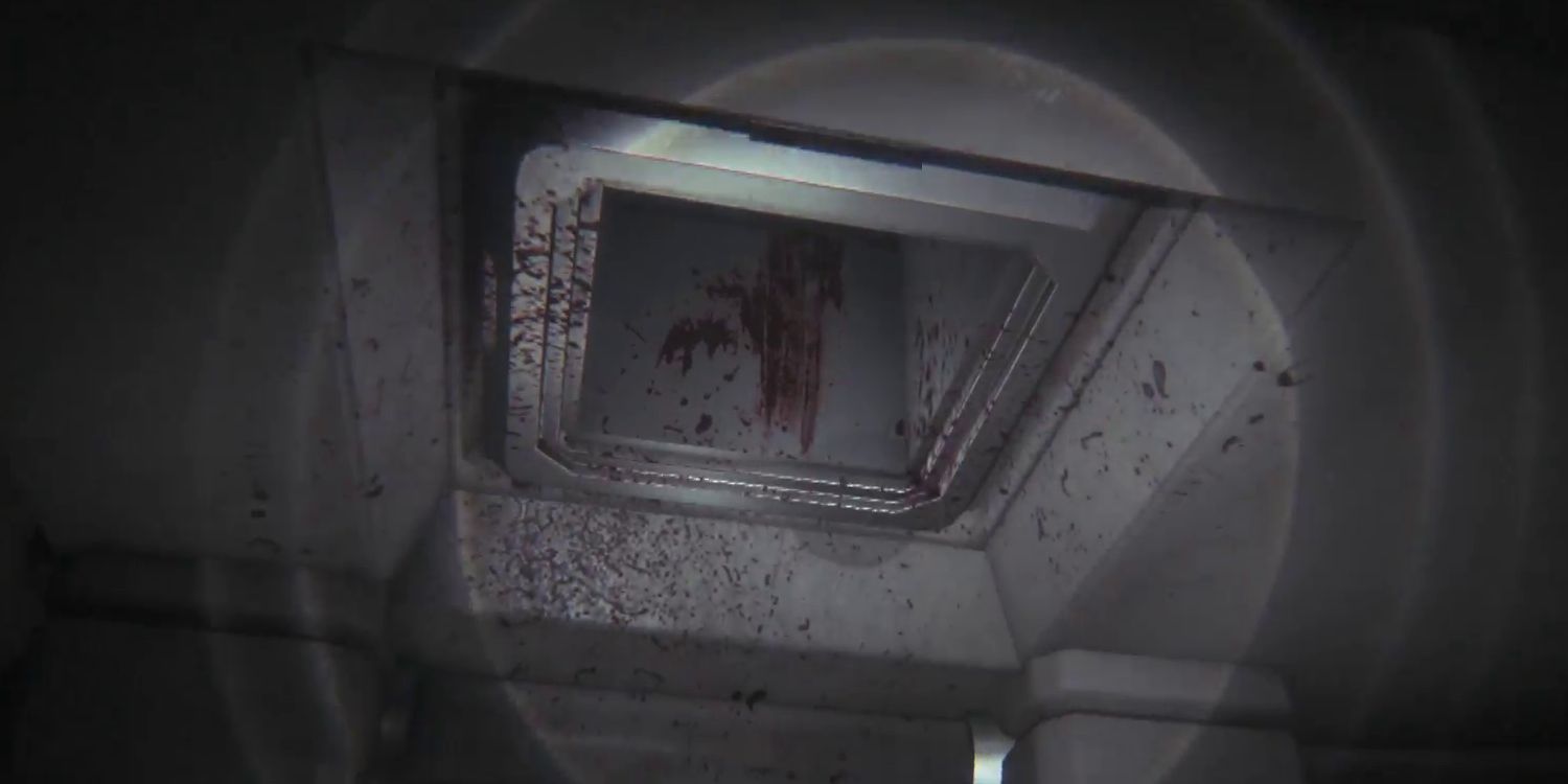 Alien Isolation Ceiling Vent splattered with blood 