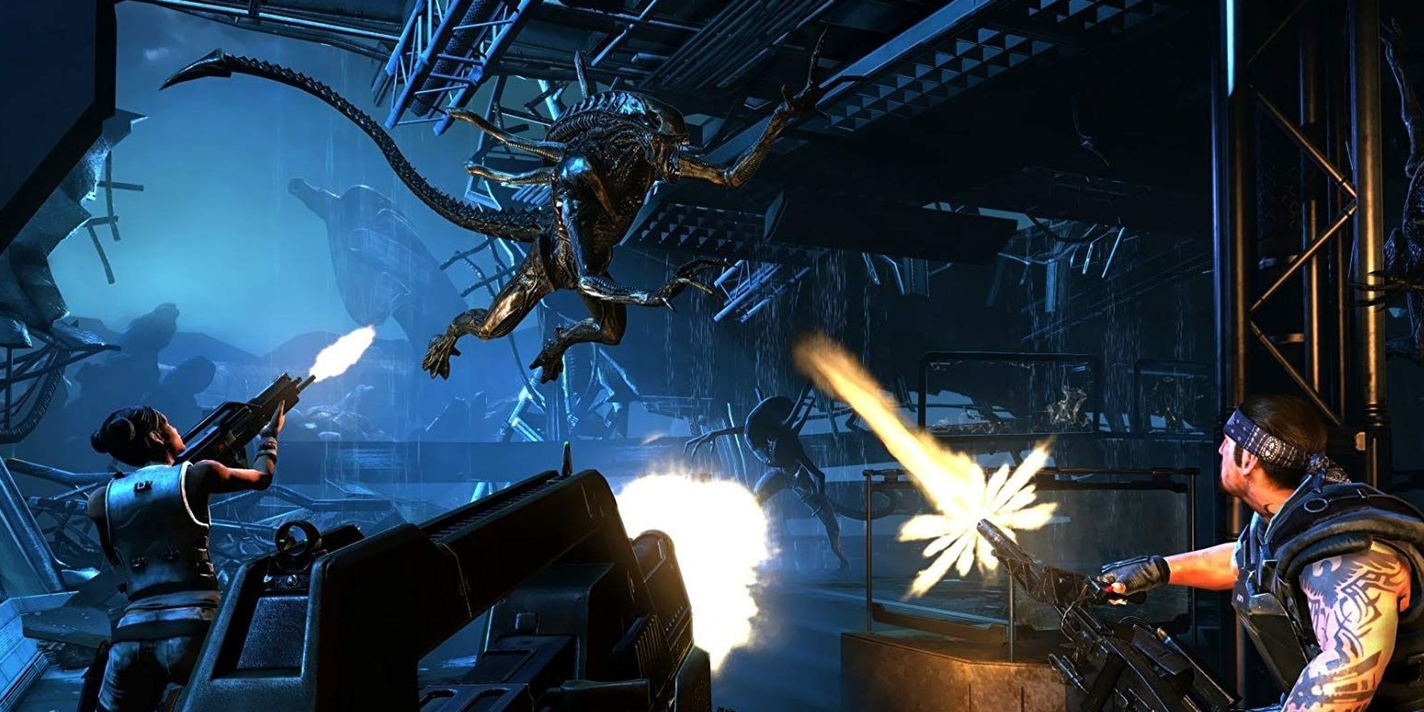 Aliens Colonial Marines: Marines Defending Outpost From Incoming Xenomorph Attack