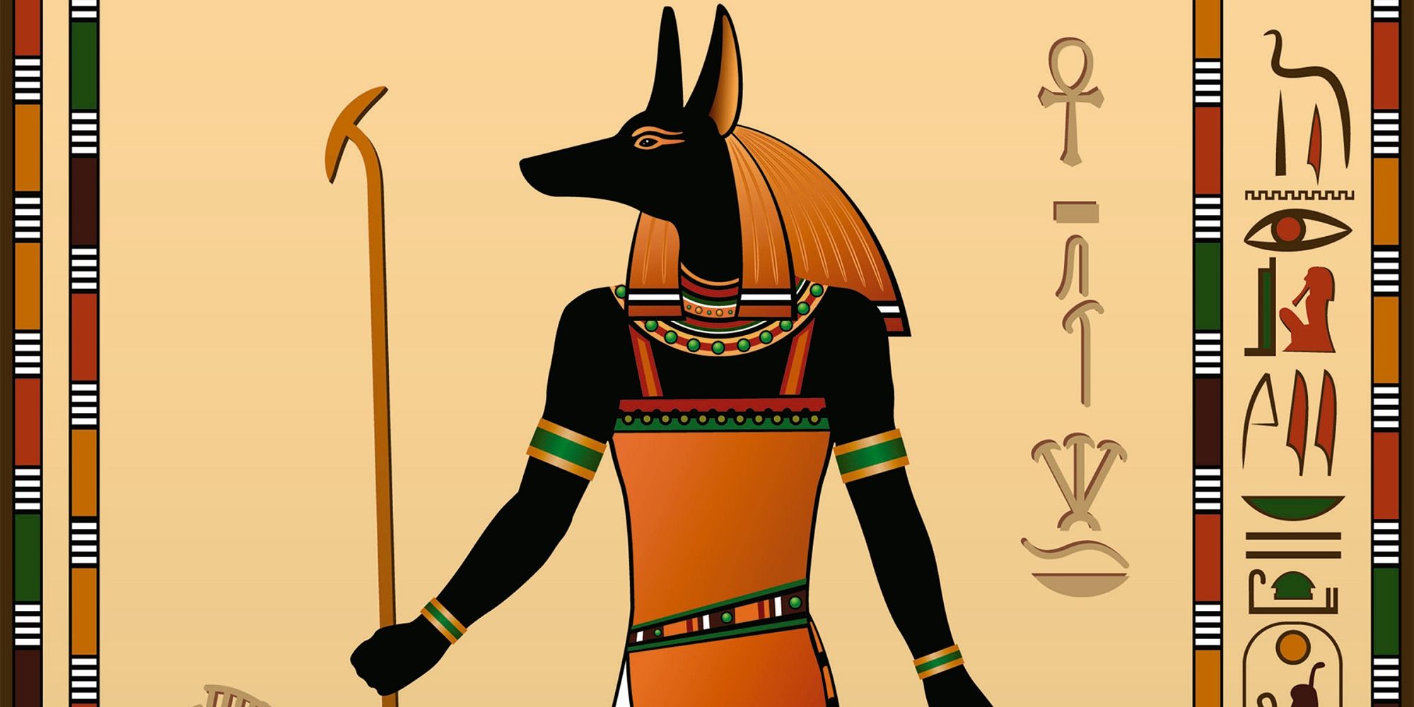 Artwork Of Anubis Holding Staff