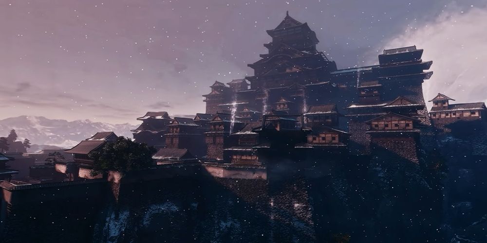 Ashina Castle, from Sekiro, viewed at a distance