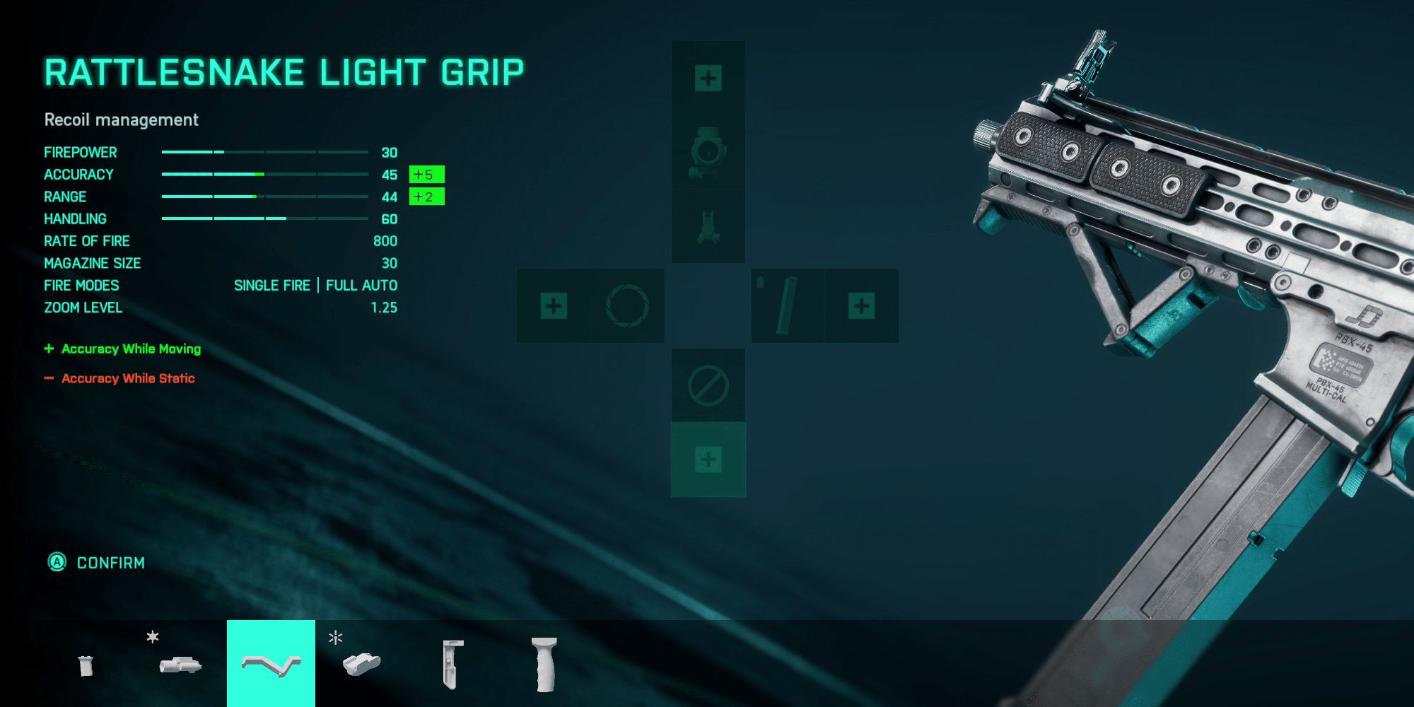 The Rattlesnake Light Grip attachment in Battlefield 2042