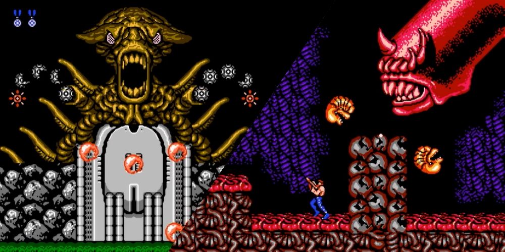 Two bosses from Contra that carry distinctly Giger-esque, Xenomorph designs