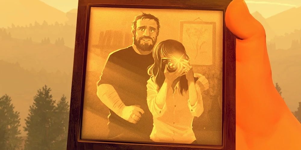Firewatch's Henry shown in a picture with his wife