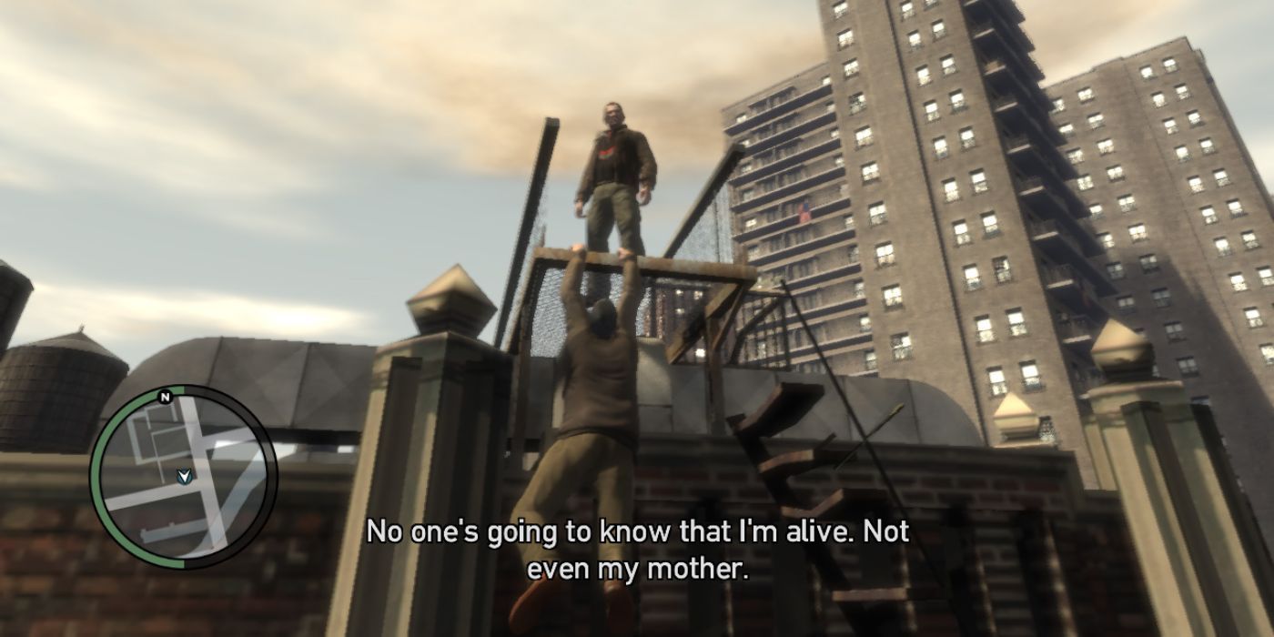Ivan hangs on for dear life as Niko ponders whether or not to kill him