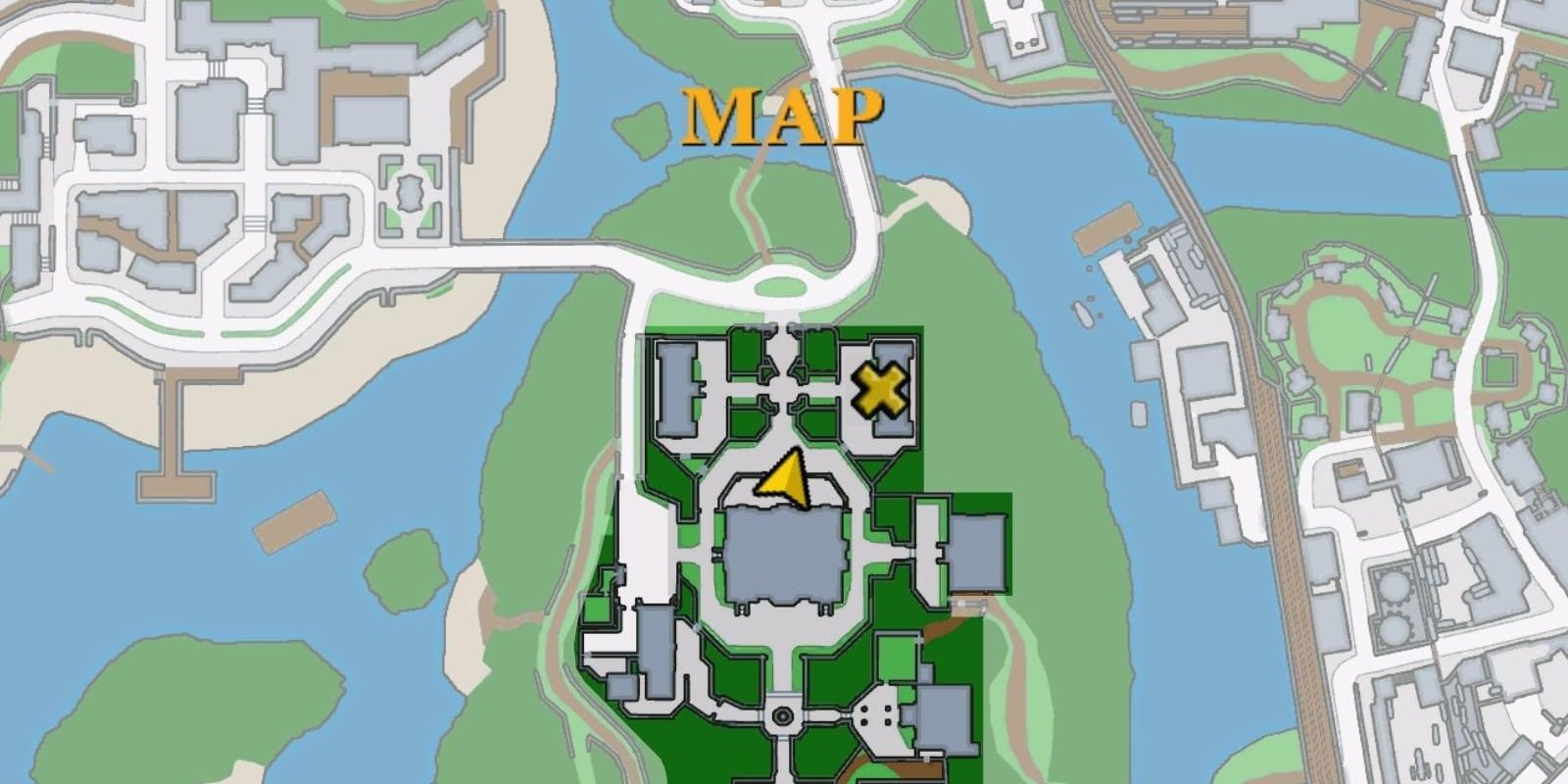 The original Bully map that features the Bullworth Academy campus and the town that surrounds it.