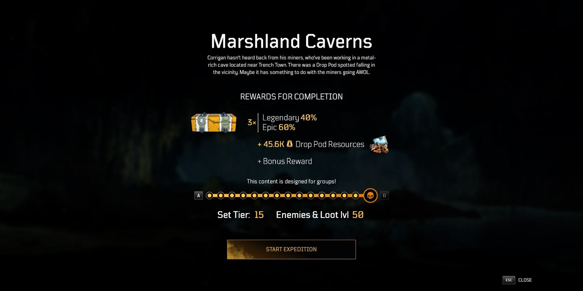 Outriders Marshland Caverns Updated Rewards