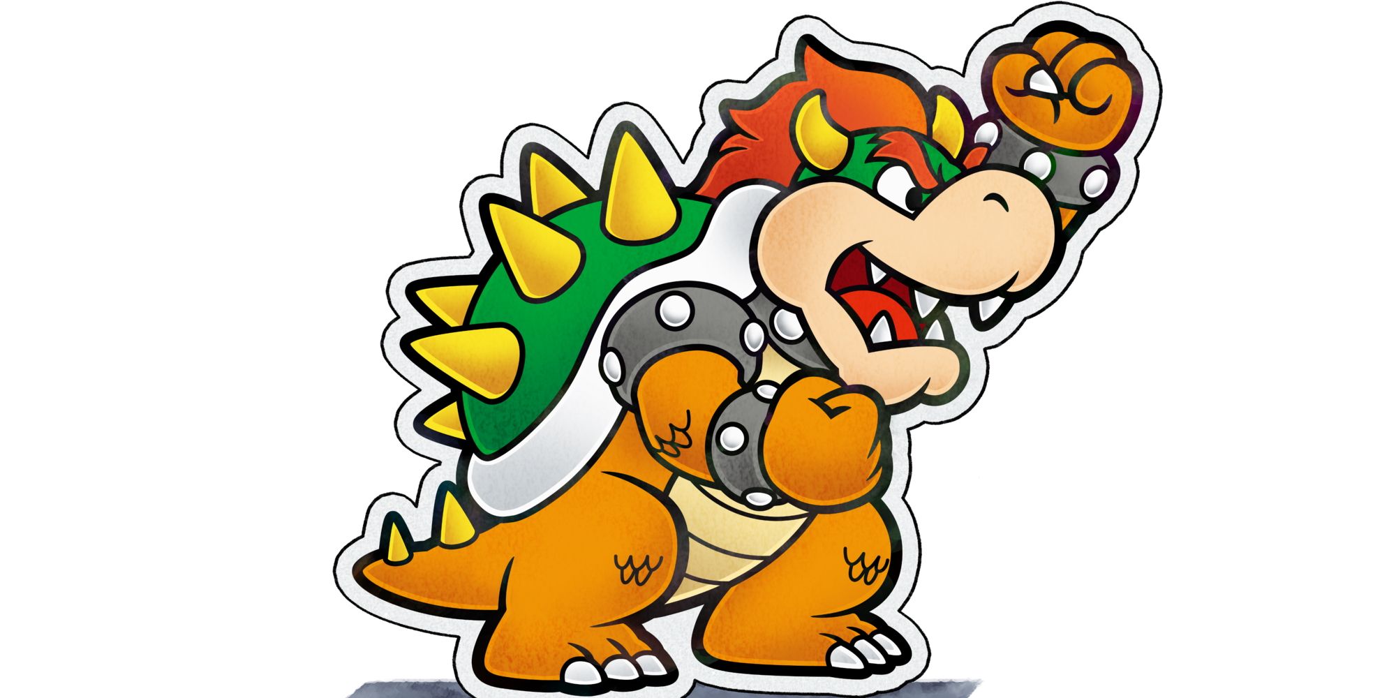 Paper Mario's Bowser shaking his fist