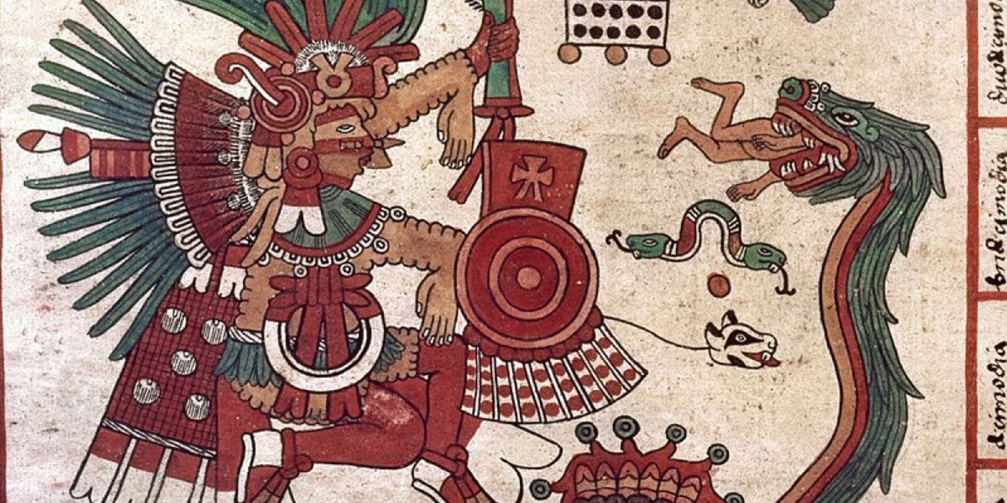 Mural Of Quetzalcoatl With A Serpent Devouring A Man