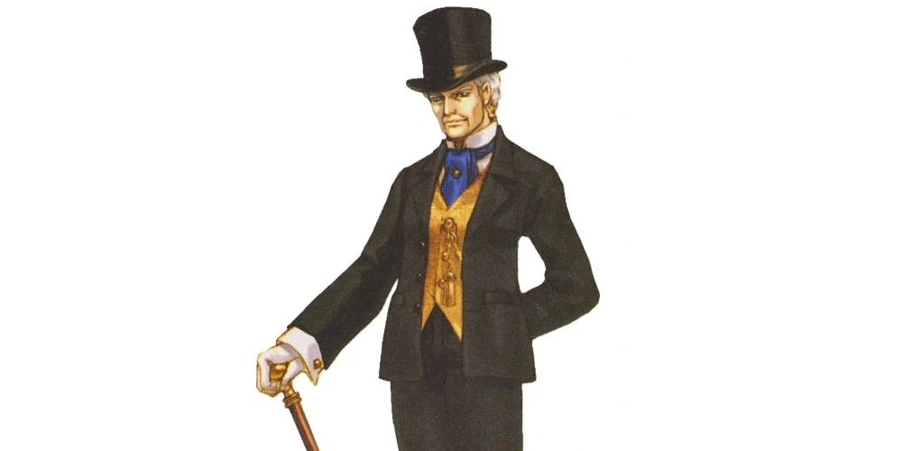 Shadow Hearts' prim and proper Roger Bacon looking dignified