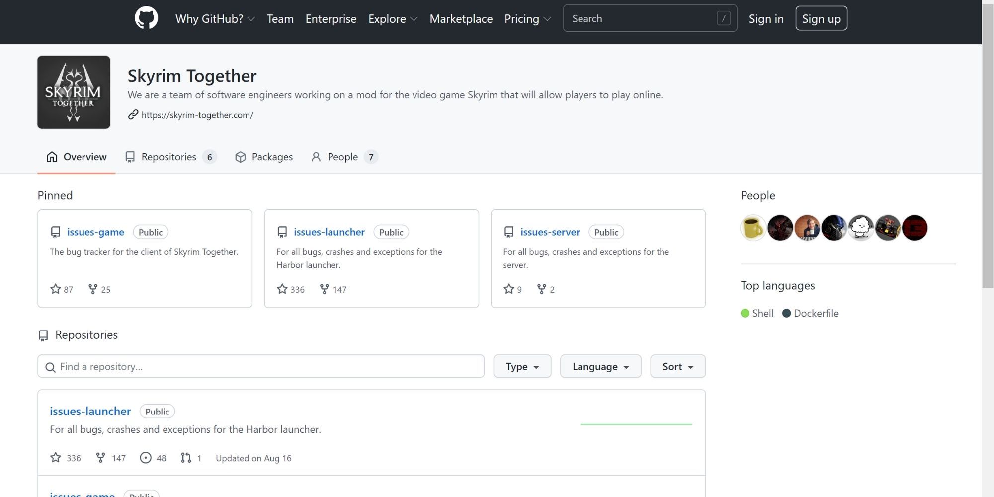 Skyrim Together Github Site Screenshot