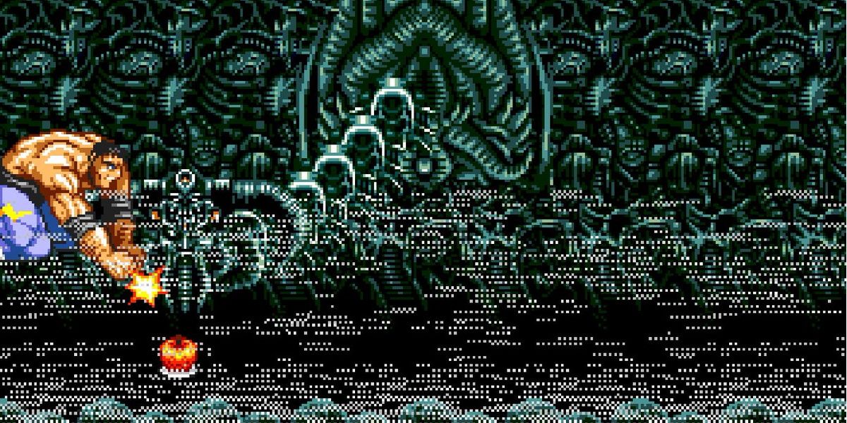 Streets Of Rage 2 third stage featuring some visuals with a Giger-aesthetic
