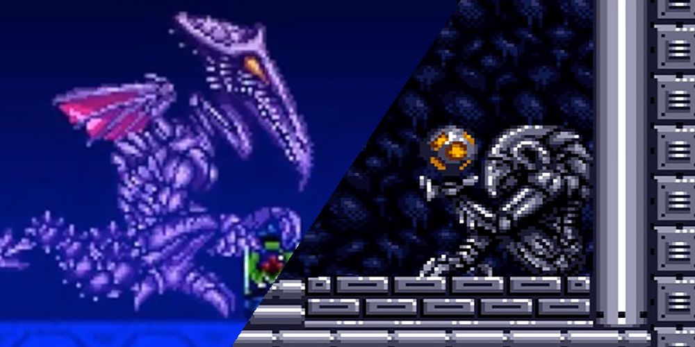 Super Metroid's Ridley and Chozo statue