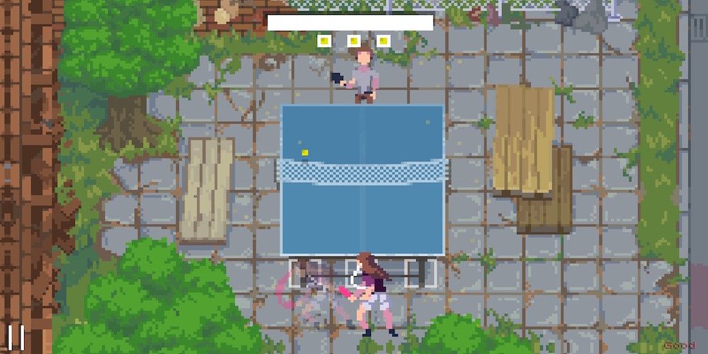 Lofi Ping Pong Screenshot two characters playing ping pong in a park