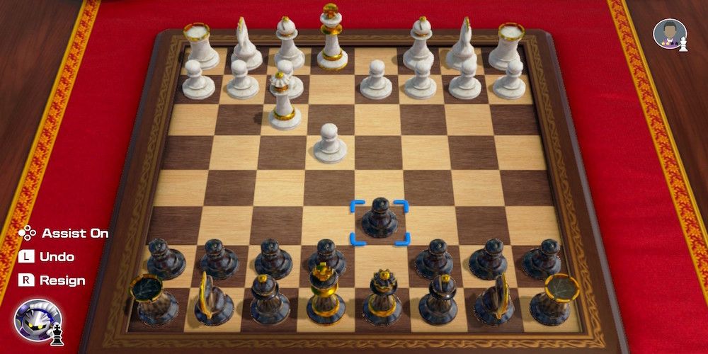 Clubhouse Games: 51 World Wide Classics Chess A chessboard with white pieces on the top and black pieces on the bottom