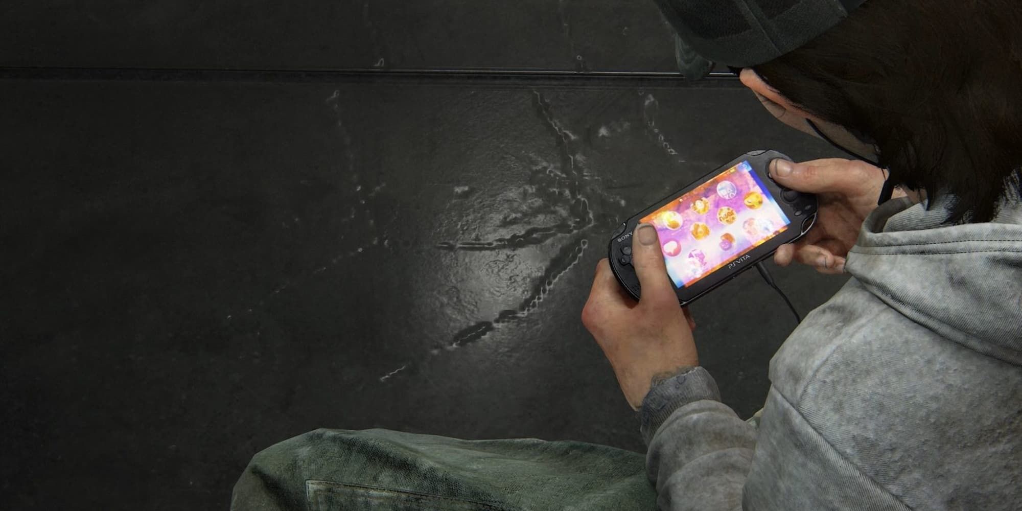A Wolf playing Jak and Daxter on a PS Vita