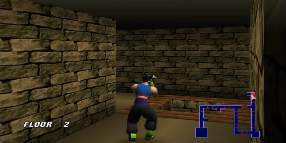 Tobal 2's Quest Mode: showing Chuji Wu running through a dungeon