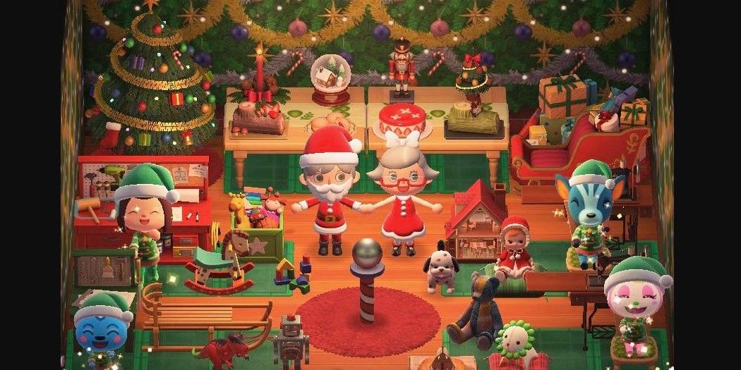 animal crossing new horizons christmas santas toy day workshop at harvs island