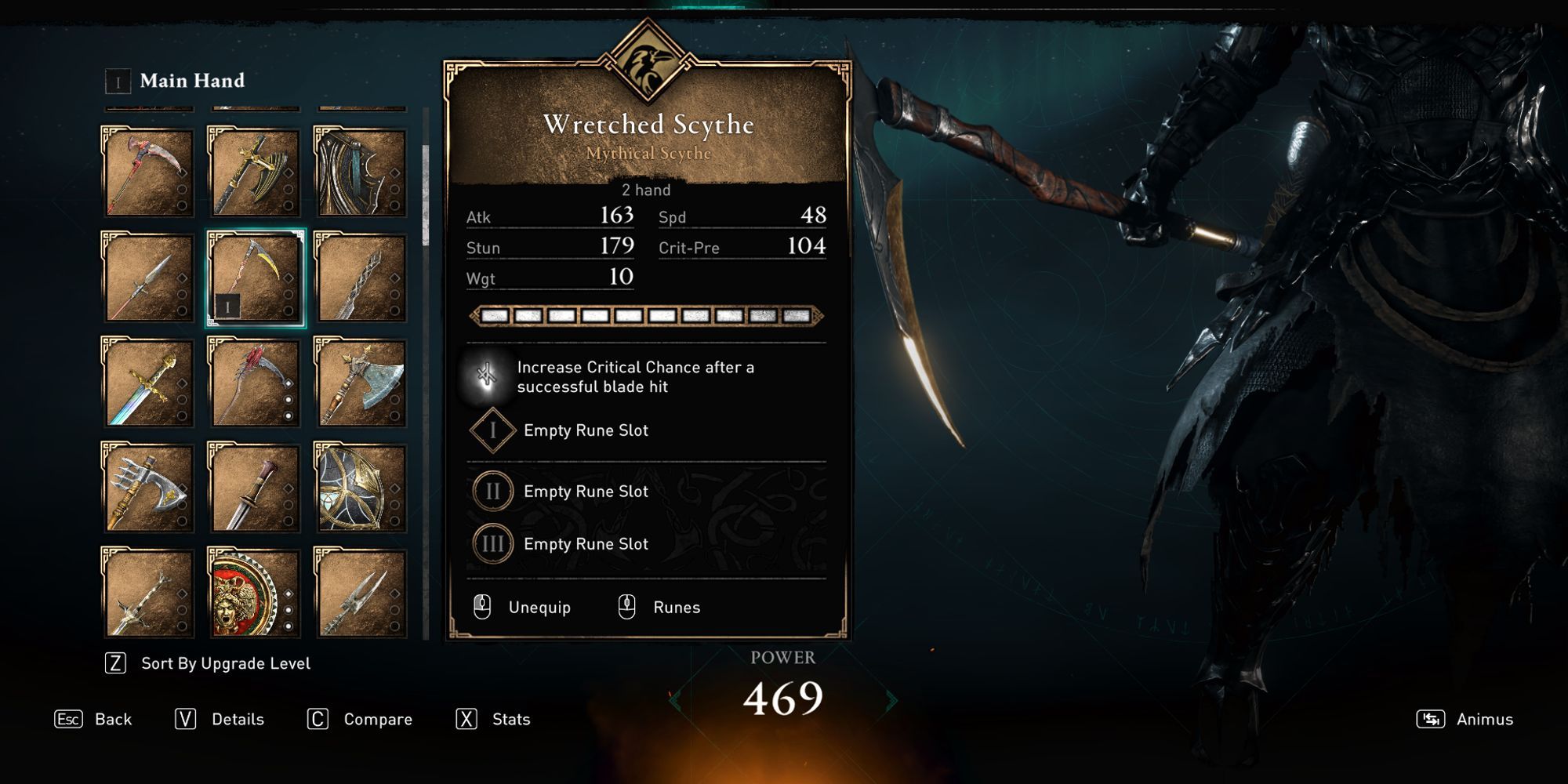 Wretched Scythe AC VALHALLA stats